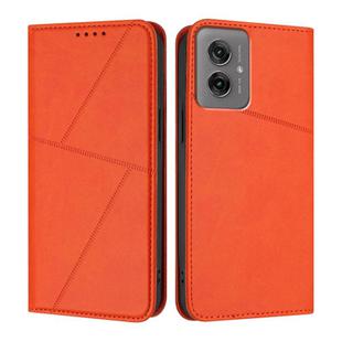 For Motorola Moto G55 Strong Magnetic Frosted Flip Leather Phone Case(Orange)