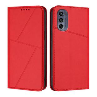 For Motorola Moto G62 5G / G62 India Strong Magnetic Frosted Flip Leather Phone Case(Red)