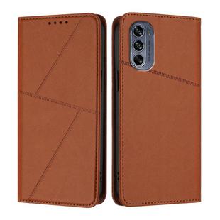 For Motorola Moto G62 5G / G62 India Strong Magnetic Frosted Flip Leather Phone Case(Coffee Color)