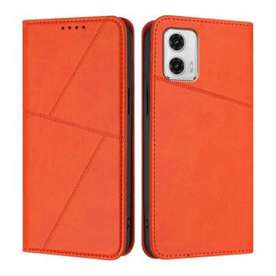 For Motorola Moto G73 Strong Magnetic Frosted Flip Leather Phone Case(Orange)