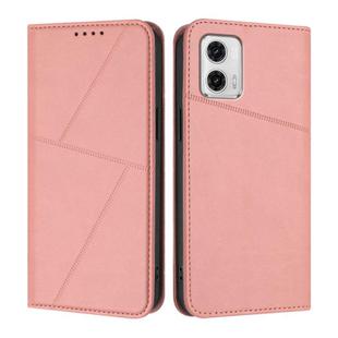 For Motorola Moto G73 Strong Magnetic Frosted Flip Leather Phone Case(Pink)