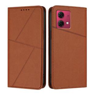 For Motorola Moto G84 Strong Magnetic Frosted Flip Leather Phone Case(Coffee Color)
