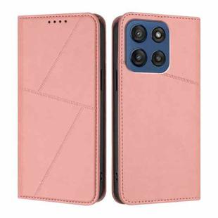 For Motorola Edge 60 Strong Magnetic Frosted Flip Leather Phone Case(Pink)