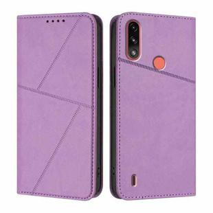 For Motorola Moto E7 Power Strong Magnetic Frosted Flip Leather Phone Case(Light Purple)