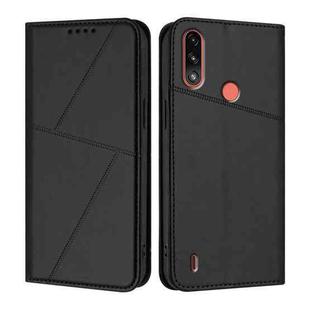 For Motorola Moto E7 Power Strong Magnetic Frosted Flip Leather Phone Case(Black)