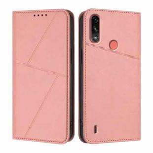 For Motorola Moto E7 Power Strong Magnetic Frosted Flip Leather Phone Case(Pink)