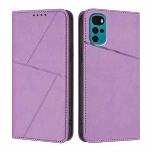 For Motorola Moto G22 Strong Magnetic Frosted Flip Leather Phone Case(Light Purple)