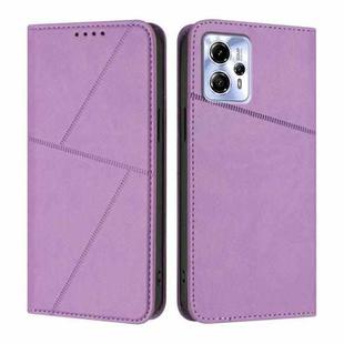 For Motorola Moto G23 Strong Magnetic Frosted Flip Leather Phone Case(Light Purple)