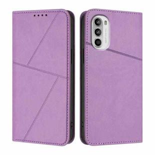 For Motorola Moto G52 Strong Magnetic Frosted Flip Leather Phone Case(Light Purple)