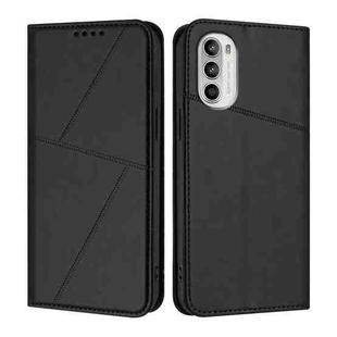 For Motorola Moto G52 Strong Magnetic Frosted Flip Leather Phone Case(Black)