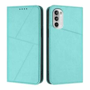 For Motorola Moto G52 Strong Magnetic Frosted Flip Leather Phone Case(Light Blue)