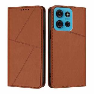For Motorola Moto G75 5G Strong Magnetic Frosted Flip Leather Phone Case(Coffee Color)