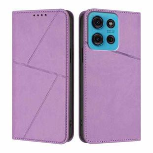 For Motorola Moto G75 5G Strong Magnetic Frosted Flip Leather Phone Case(Light Purple)