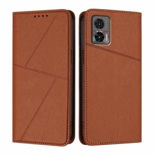 For Motorola Edge 30 Neo Strong Magnetic Frosted Flip Leather Phone Case(Coffee Color)