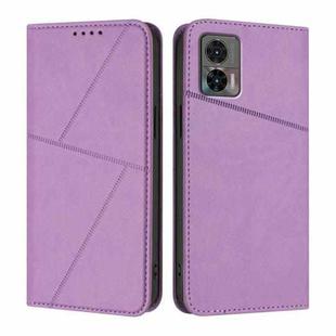 For Motorola Edge 30 Neo Strong Magnetic Frosted Flip Leather Phone Case(Light Purple)