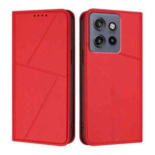 For Motorola Edge 50 Neo Strong Magnetic Frosted Flip Leather Phone Case(Red)