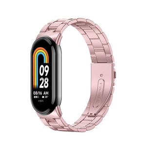 For Xiaomi Mi Band 8 xDfind Milanese Three-beads Metal Watch Band(Rose Pink)
