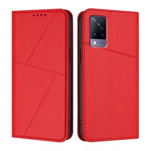For vivo V21s Strong Magnetic Frosted Flip Leather Phone Case(Red)