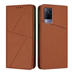 For vivo V21s Strong Magnetic Frosted Flip Leather Phone Case(Coffee Color)