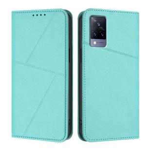 For vivo V21s Strong Magnetic Frosted Flip Leather Phone Case(Light Blue)