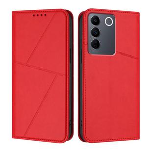 For vivo V27e / vivo T2 Global Strong Magnetic Frosted Flip Leather Phone Case(Red)