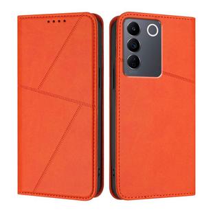 For vivo V27e / vivo T2 Global Strong Magnetic Frosted Flip Leather Phone Case(Orange)
