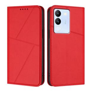 For vivo V29e / Y200 / V30 Lite 5G Global Strong Magnetic Frosted Flip Leather Phone Case(Red)