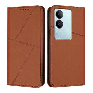For vivo V29 / V29 Pro Global Strong Magnetic Frosted Flip Leather Phone Case(Coffee Color)