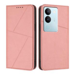 For vivo V29 / V29 Pro Global Strong Magnetic Frosted Flip Leather Phone Case(Pink)