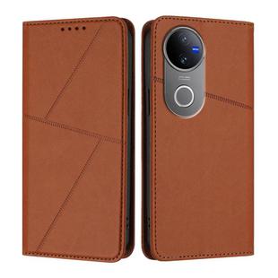 For vivo V50 Strong Magnetic Frosted Flip Leather Phone Case(Coffee Color)