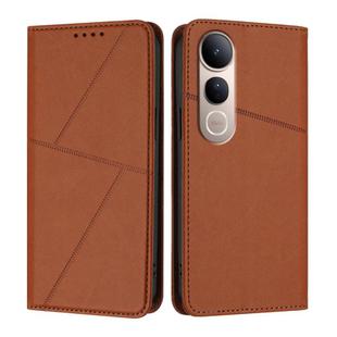 For vivo V50 Lite 4G / 5G Strong Magnetic Frosted Flip Leather Phone Case(Coffee Color)