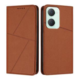 For vivo Y03 Global Strong Magnetic Frosted Flip Leather Phone Case(Coffee Color)