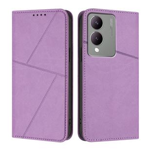 For vivo Y17s 4G Global / Y28 5G India Strong Magnetic Frosted Flip Leather Phone Case(Light Purple)