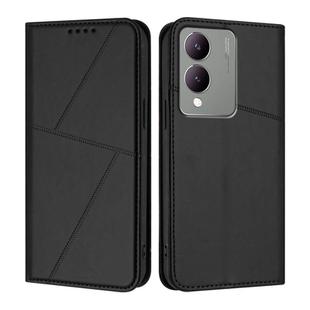 For vivo Y17s 4G Global / Y28 5G India Strong Magnetic Frosted Flip Leather Phone Case(Black)