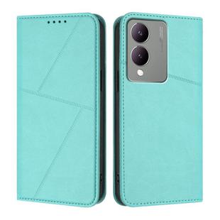 For vivo Y17s 4G Global / Y28 5G India Strong Magnetic Frosted Flip Leather Phone Case(Light Blue)