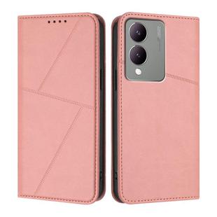 For vivo Y17s 4G Global / Y28 5G India Strong Magnetic Frosted Flip Leather Phone Case(Pink)