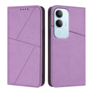 For vivo Y19s 4G Global Strong Magnetic Frosted Flip Leather Phone Case(Light Purple)