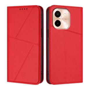 For vivo Y28 4G Strong Magnetic Frosted Flip Leather Phone Case(Red)