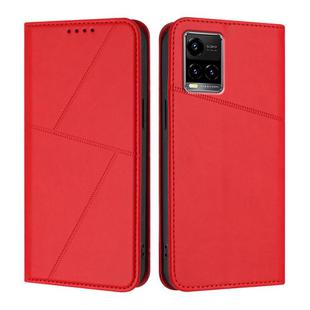 For vivo Y33t Strong Magnetic Frosted Flip Leather Phone Case(Red)