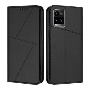 For vivo Y33t Strong Magnetic Frosted Flip Leather Phone Case(Black)