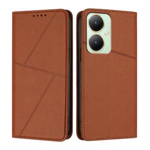 For vivo Y35m+ / Y35+ / Y27 4G 2023 Strong Magnetic Frosted Flip Leather Phone Case(Coffee Color)