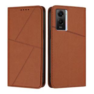 For vivo Y55 5G / Y55s 2023 / Y75 5G Strong Magnetic Frosted Flip Leather Phone Case(Coffee Color)