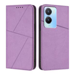 For vivo Y56 / Y16 / Y02s Strong Magnetic Frosted Flip Leather Phone Case(Light Purple)