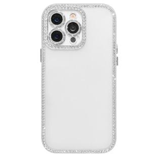 For iPhone 13 Pro Max Dual-Sided Rhinestone Design Matte Full Coverage Phone Case(White)