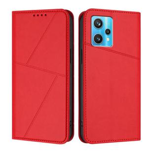 For Realme 9 Pro+ Strong Magnetic Frosted Flip Leather Phone Case(Red)