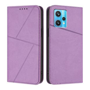 For Realme 9 Pro+ Strong Magnetic Frosted Flip Leather Phone Case(Light Purple)