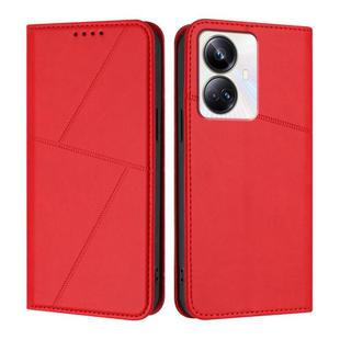 For Realme 10 Pro+ Strong Magnetic Frosted Flip Leather Phone Case(Red)