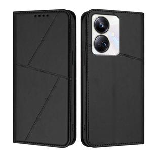 For Realme 10 Pro+ Strong Magnetic Frosted Flip Leather Phone Case(Black)