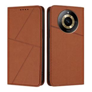For Realme Narzo 60 Strong Magnetic Frosted Flip Leather Phone Case(Coffee Color)