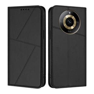 For Realme Narzo 60 Strong Magnetic Frosted Flip Leather Phone Case(Black)